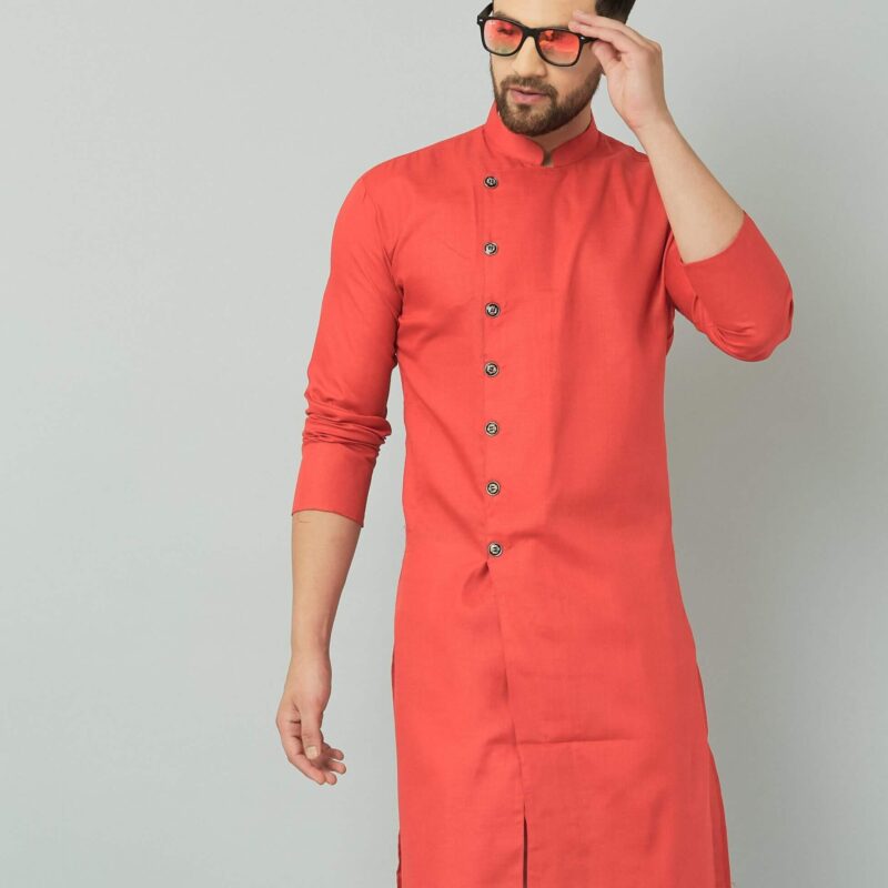 Traditional Indian kurta, loose-fitting garment.