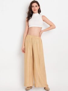 Cream Women’s Plain Palazzo Pants