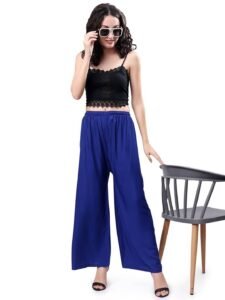 Blue Rayon Cotton Palazzo