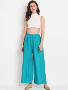 Firozi Blue Women’s Plain Palazzo Pants