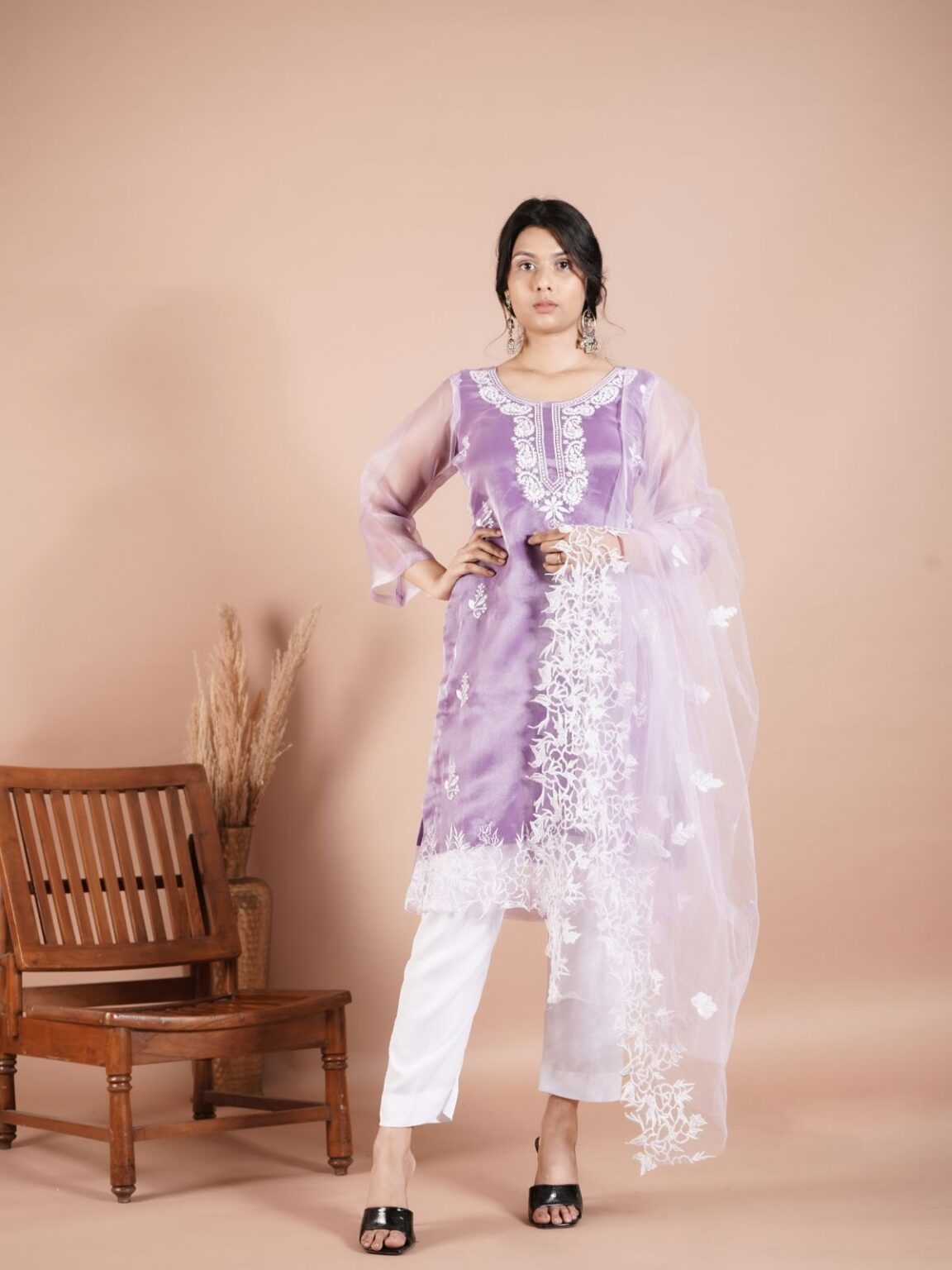 Unstitched Light Purple Pakistani Organza Salwar Suit - Stylish Embroidered Design