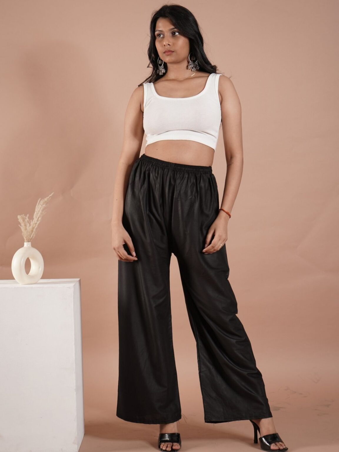 Black Women's Plain Palazzo Pants - Comfortable & Stylish Palazzo for Daily Wear | Teradozz