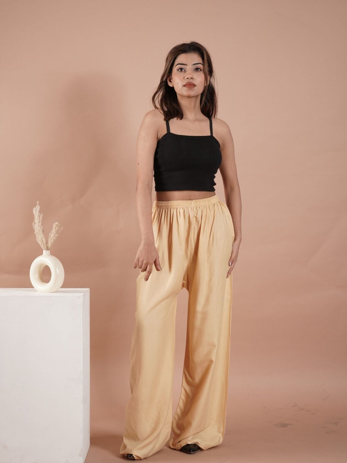 Gold Women's Plain Palazzo Pants - Comfortable & Stylish Palazzo for Daily Wear | Teradozz