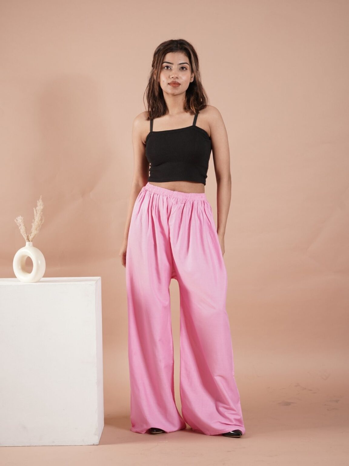 Light Pink Women's Plain Palazzo Pants - Comfortable & Stylish Palazzo for Daily Wear | Teradozz