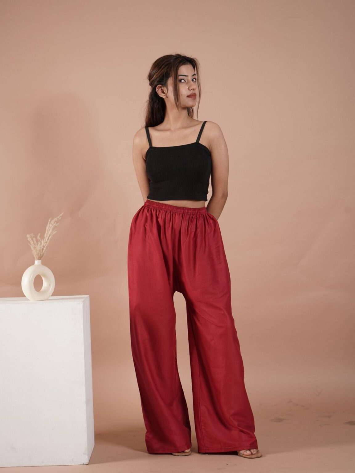 Maroon Women's Plain Palazzo Pants - Comfortable & Stylish Palazzo for Daily Wear | Teradozz