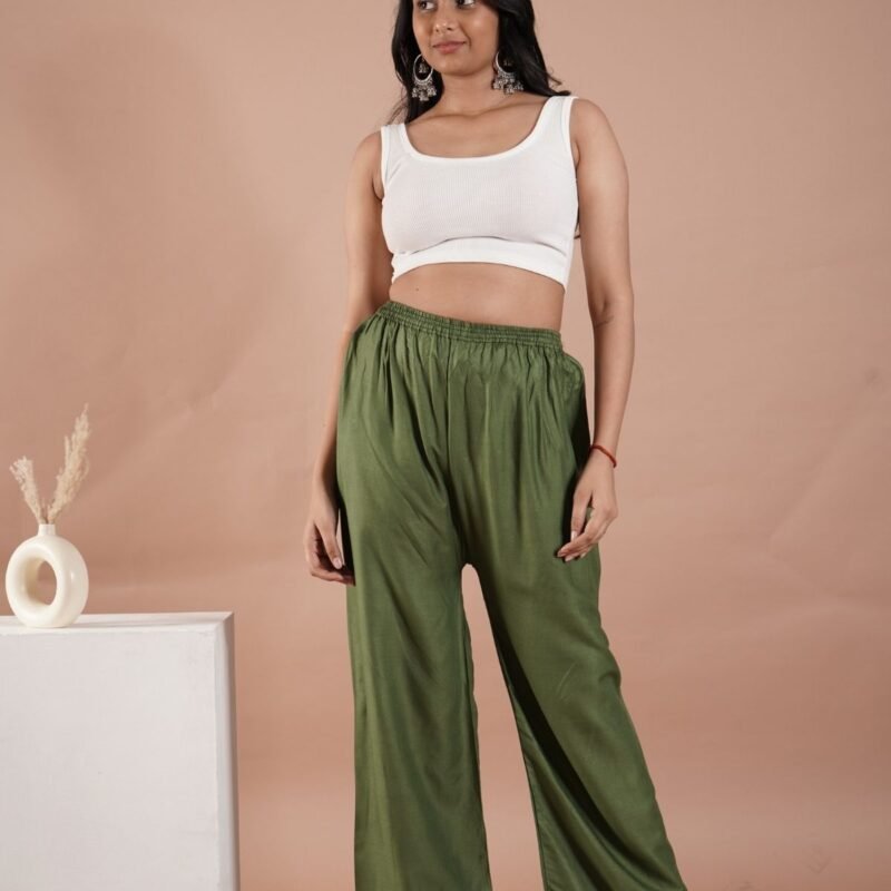 Mehendi Green Women's Plain Palazzo Pants - Comfortable & Stylish Palazzo for Daily Wear | Teradozz