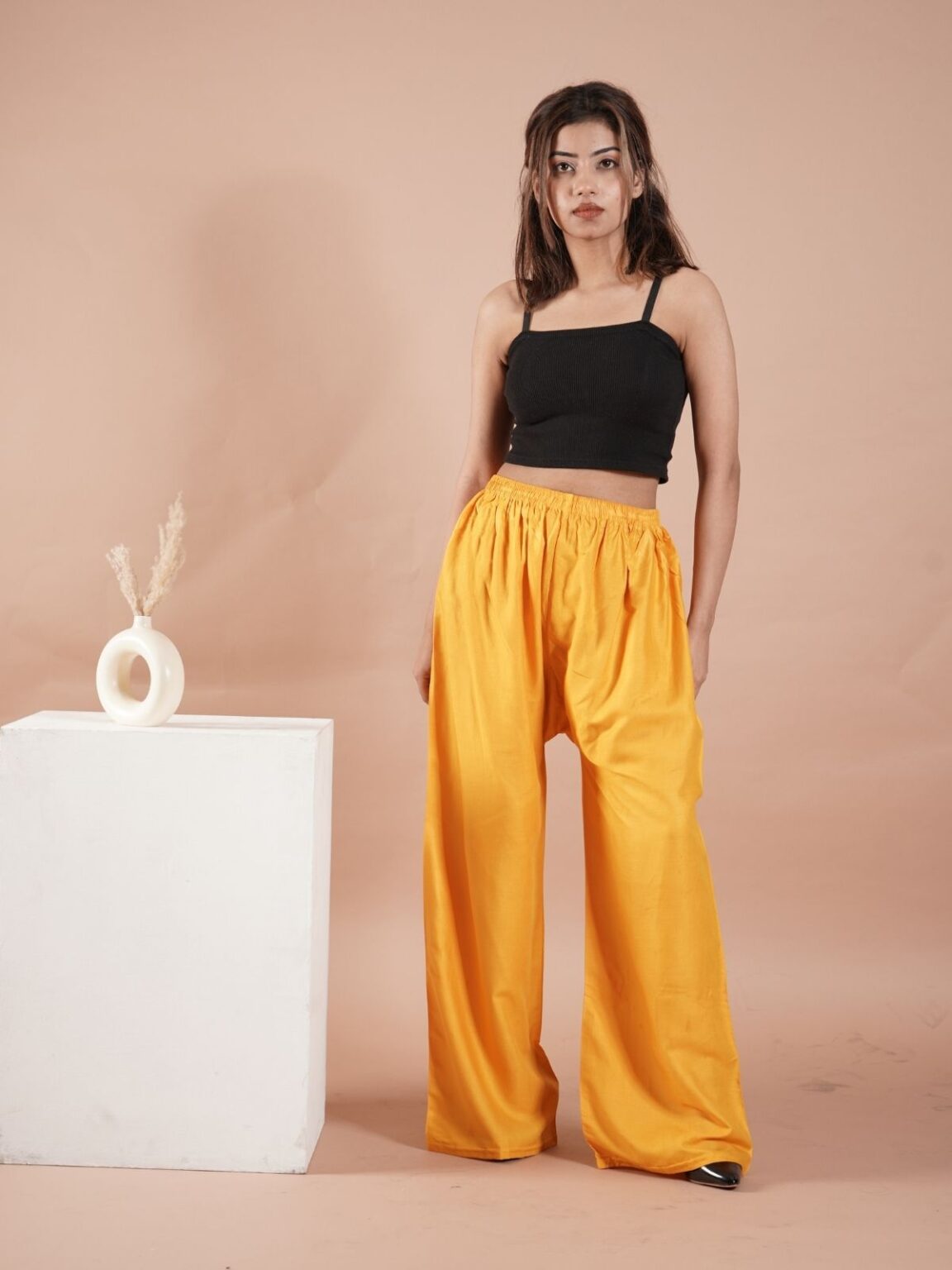 Mustard Yellow Women's Plain Palazzo Pants - Comfortable & Stylish Palazzo for Daily Wear | Teradozz