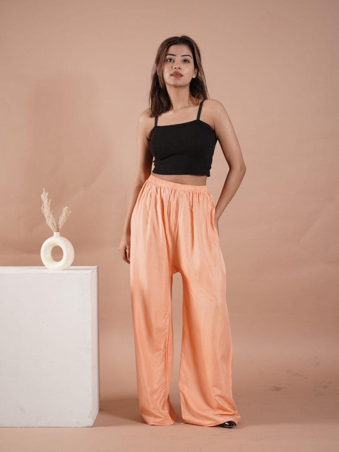 Peach Women's Plain Palazzo Pants - Comfortable & Stylish Palazzo for Daily Wear | Teradozz