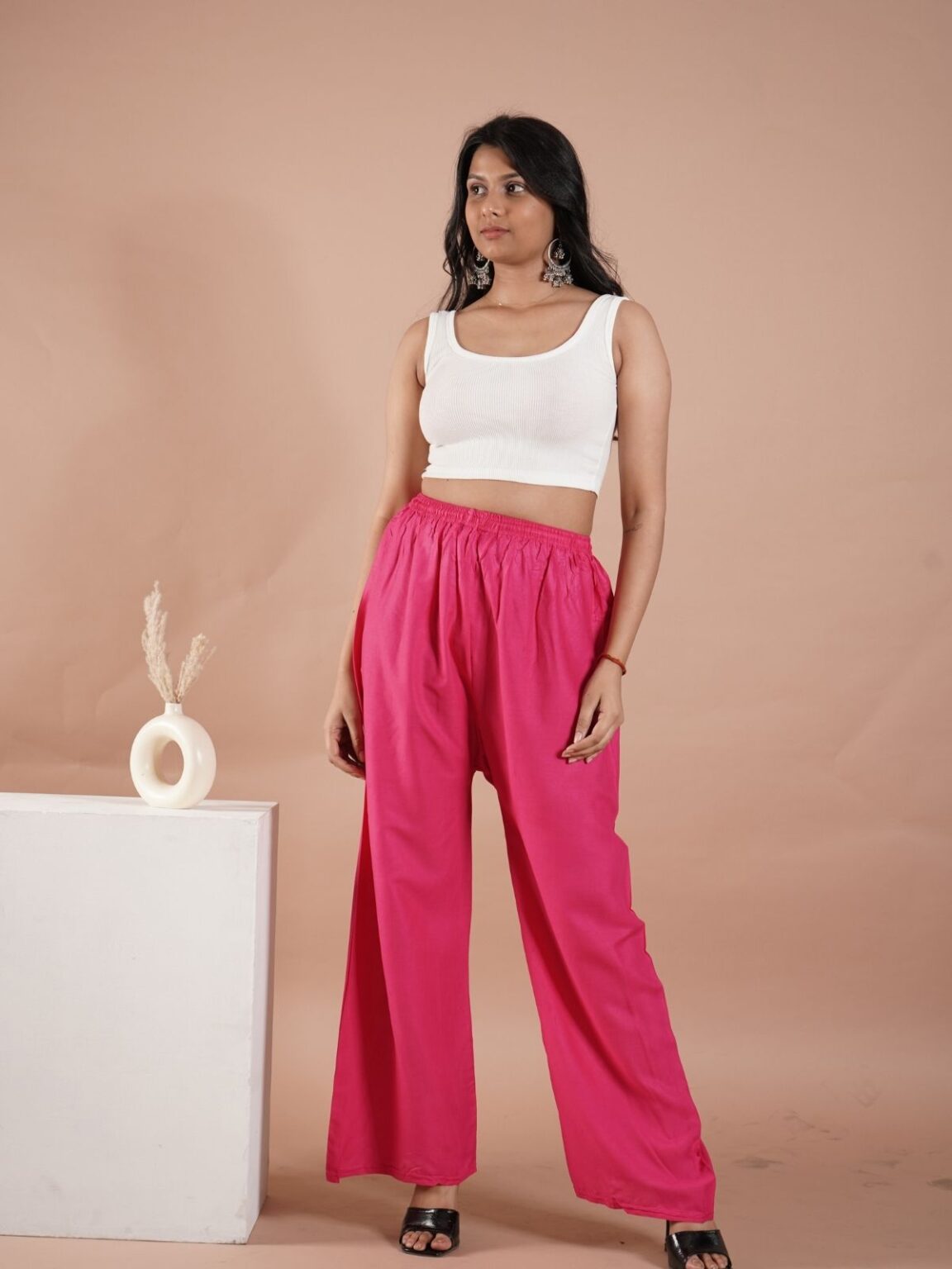 Pink Women's Plain Palazzo Pants - Comfortable & Stylish Palazzo for Daily Wear | Teradozz