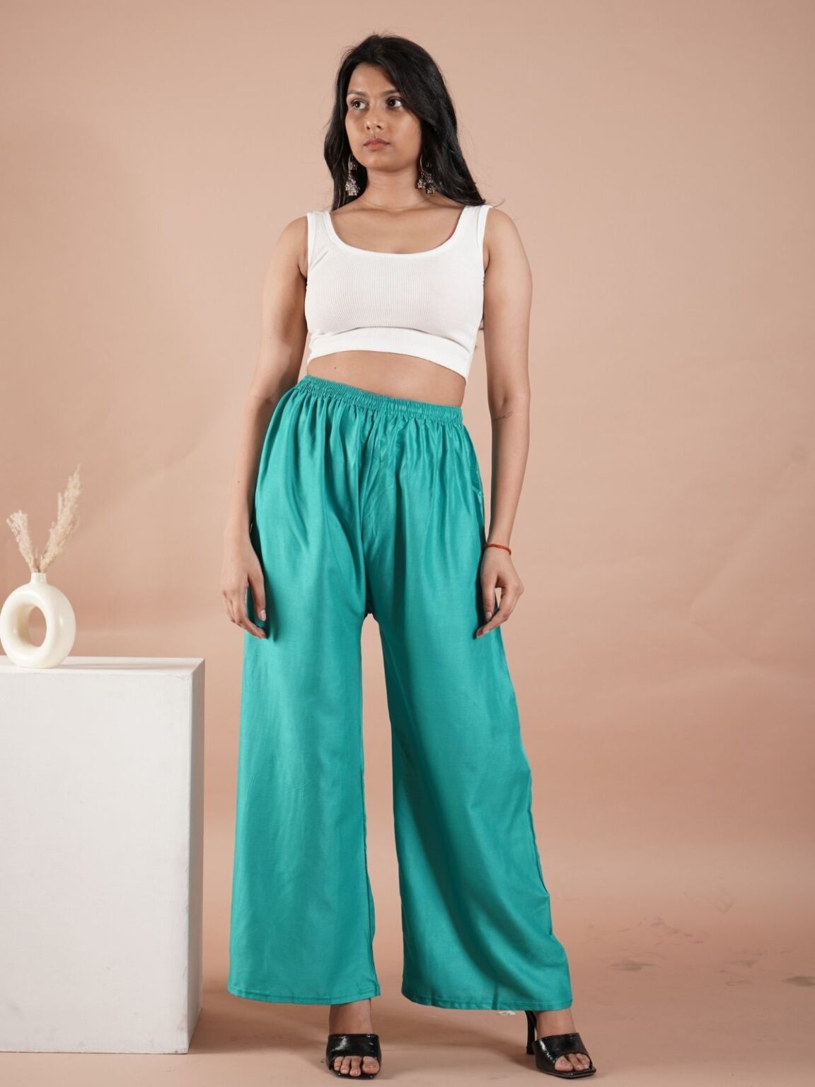 Ramgarh Green Women's Plain Palazzo Pants - Comfortable & Stylish Palazzo for Daily Wear | Teradozz