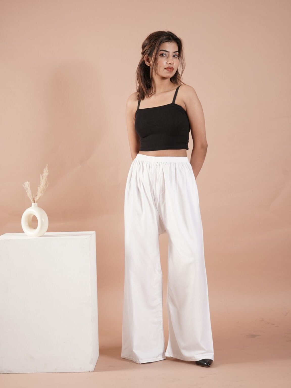 White Women's Plain Palazzo Pants - Comfortable & Stylish Palazzo for Daily Wear | Teradozz
