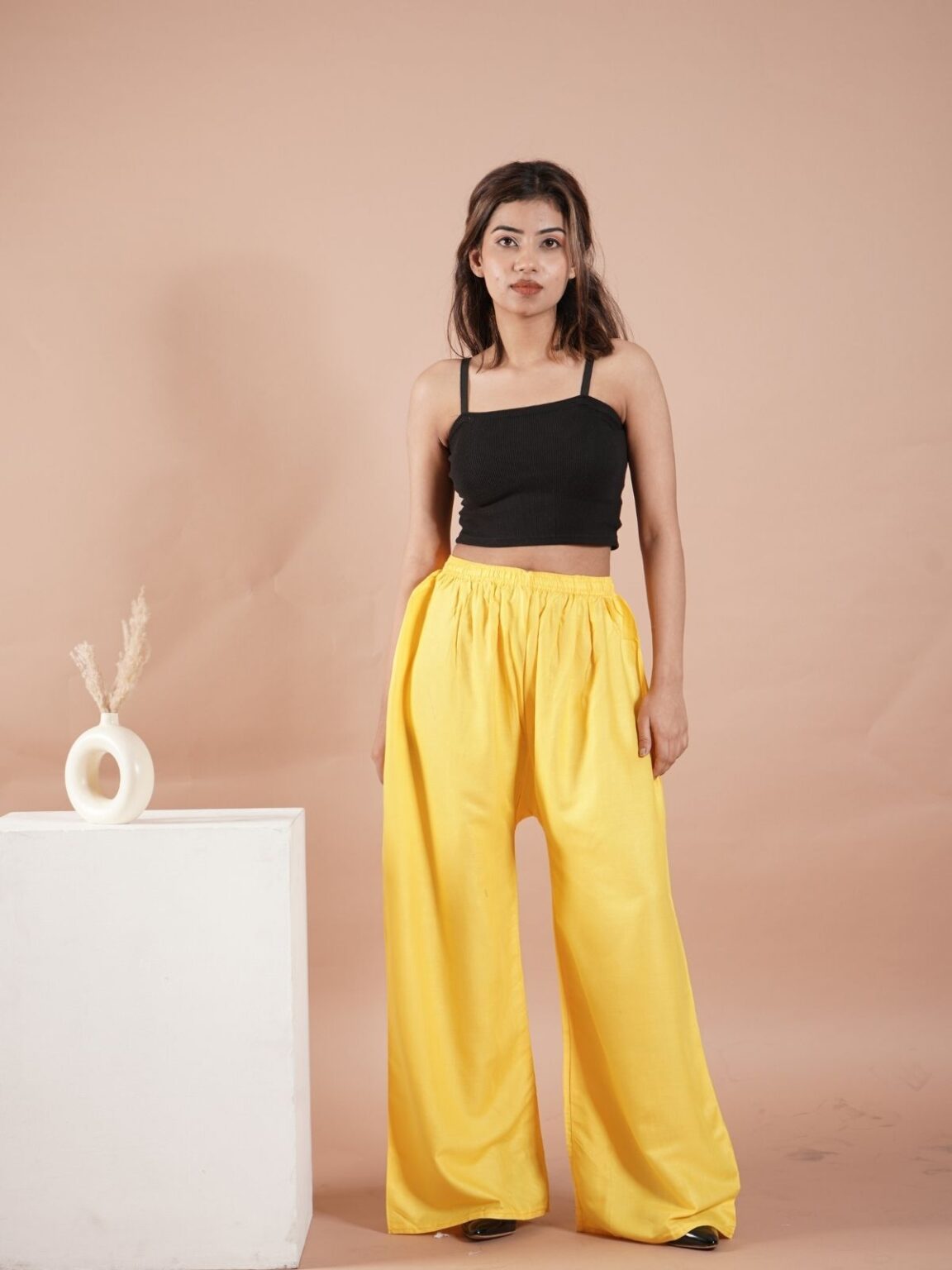 Yellow Women's Plain Palazzo Pants - Comfortable & Stylish Palazzo for Daily Wear | Teradozz