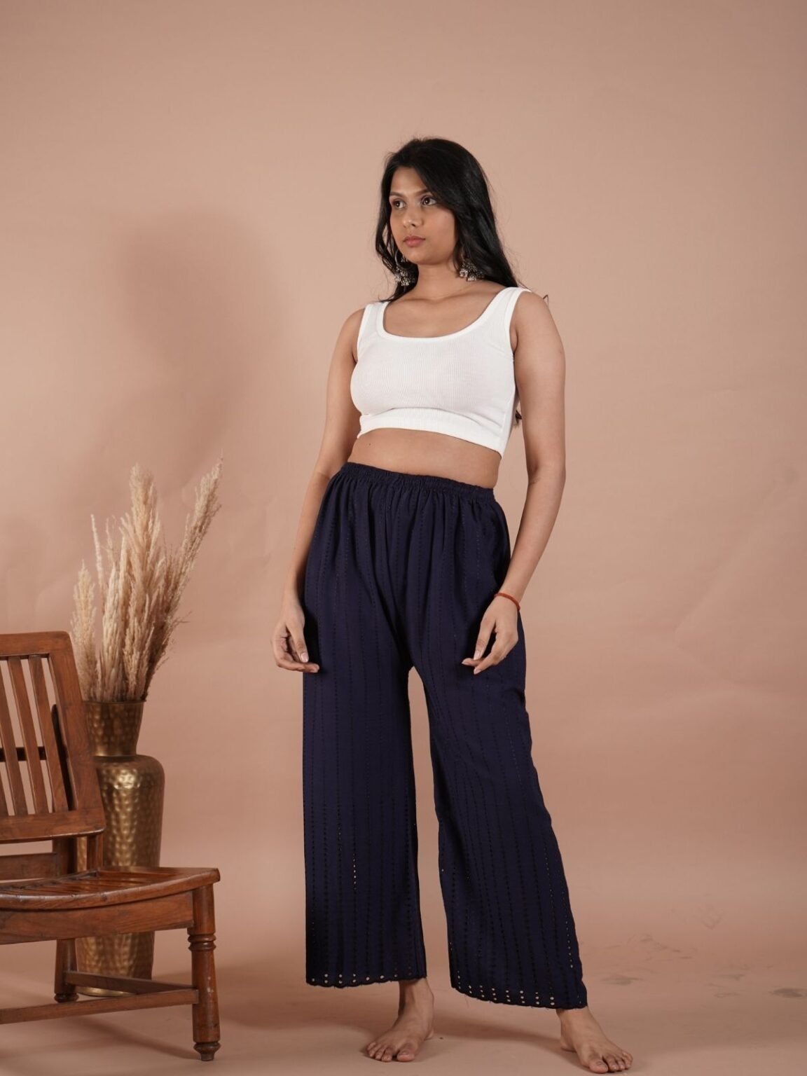 Navy Blue Shera Plaazo: Sophisticated
Charm