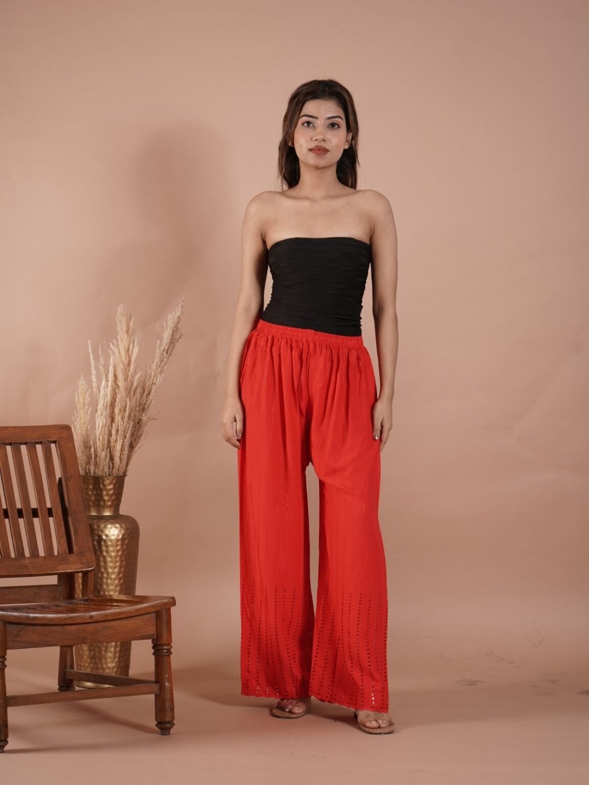 Chic Red Shera Plaazo: Make a Statement