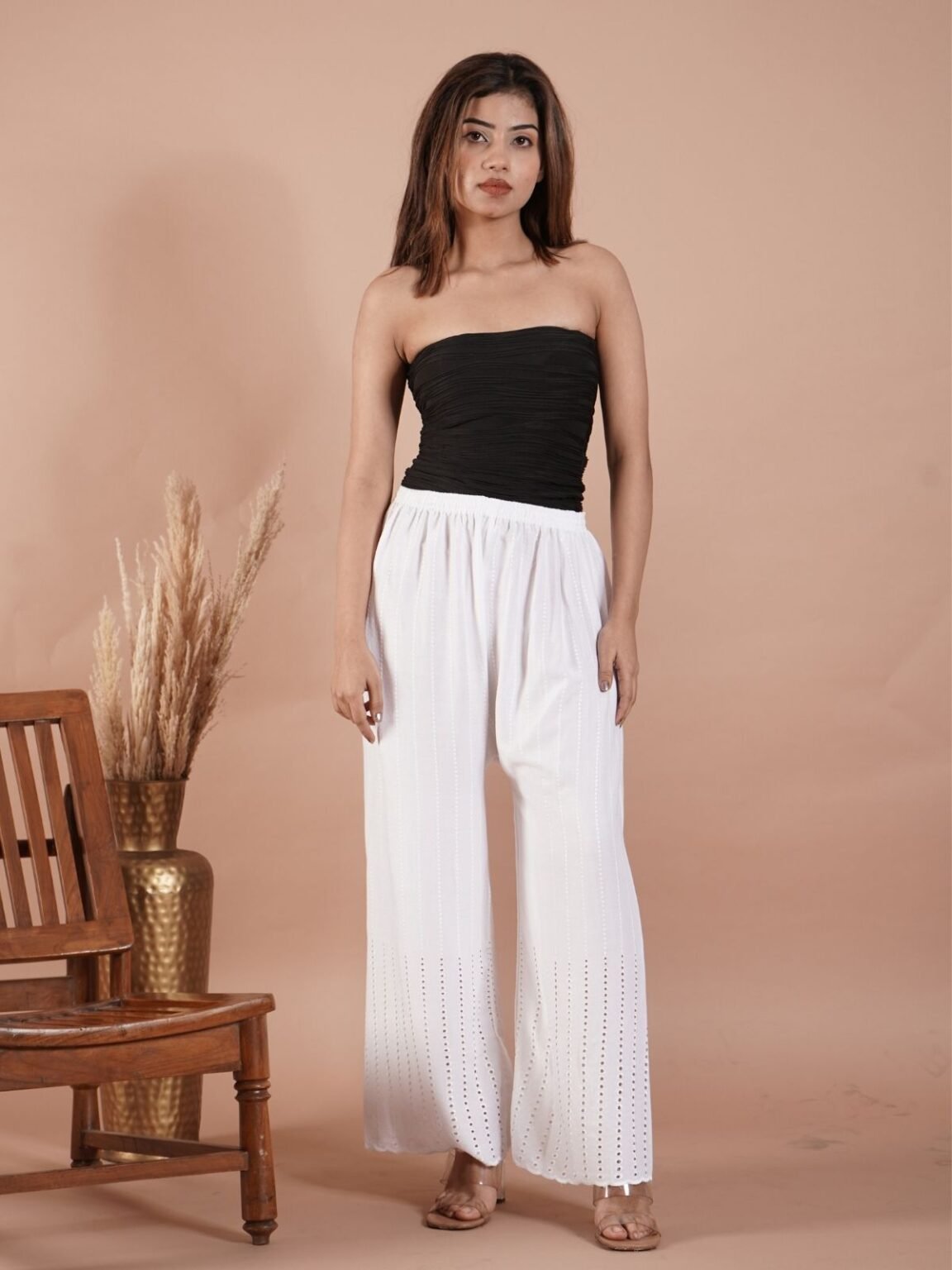 Elegant White Shera Plaazo: Timeless
Style