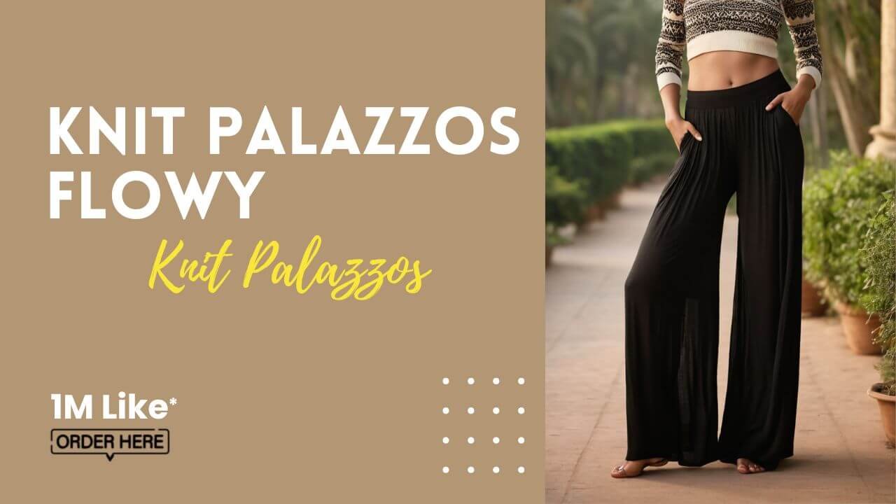 Beautiful Indian woman in flowy knit palazzos, showcasing effortless and free-spirited style, Teradozz casual pants.