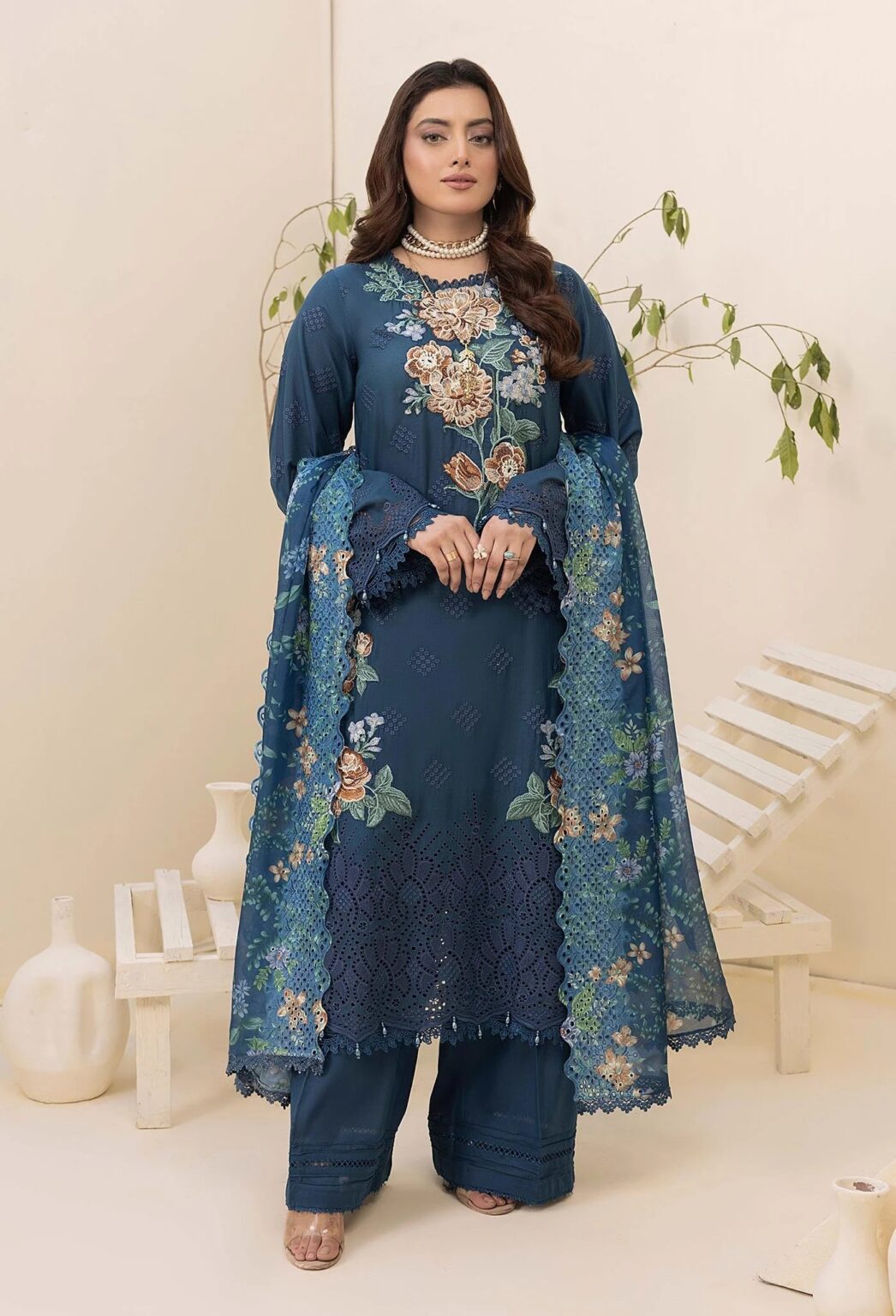 Adan's Libas HAELYN 1 Unstitched Schiffli Lawn 25 - Sale Now - Stock Running Low – Act Fast!