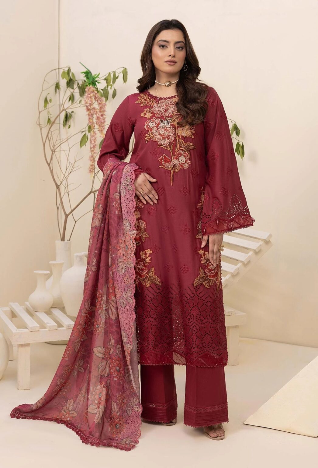 Adan's Libas HAELYN 2 Unstitched Schiffli Lawn 25 - Limited Offer - Hot Picks for This Season