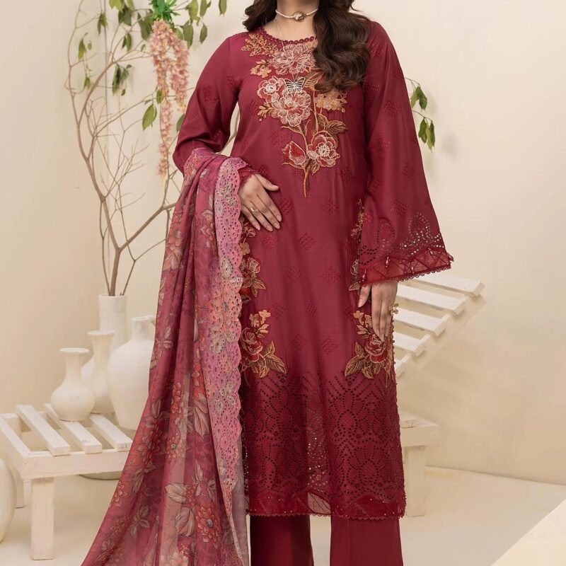 Adan's Libas HAELYN 2 Unstitched Schiffli Lawn 25 - Limited Offer - Hot Picks for This Season