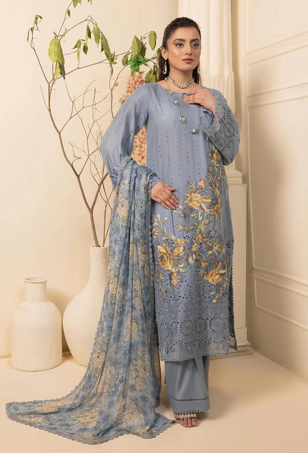 Adan's Libas HAELYN 10 Unstitched Schiffli Lawn 25 - Free Shipping - New Arrivals Just Dropped