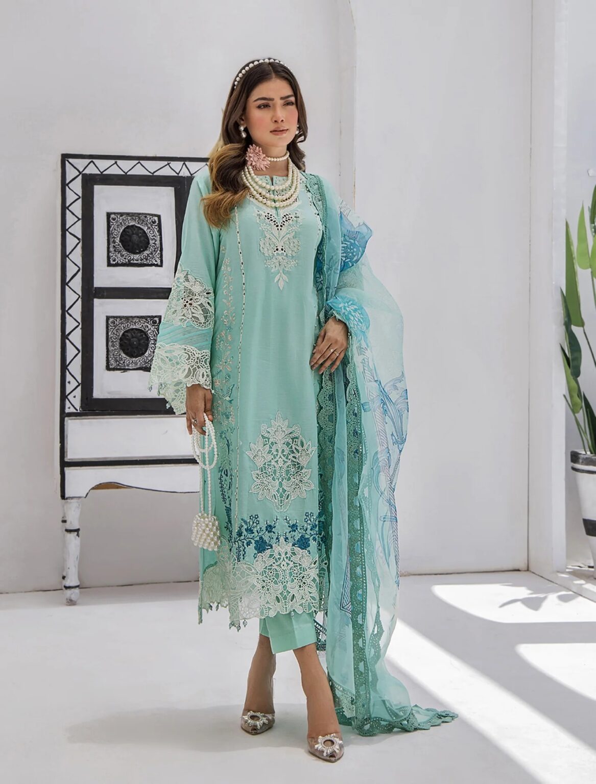 ZA Clothes Azure Embroidered Lawn Ready to Wear Skylight 01 – IBAAS