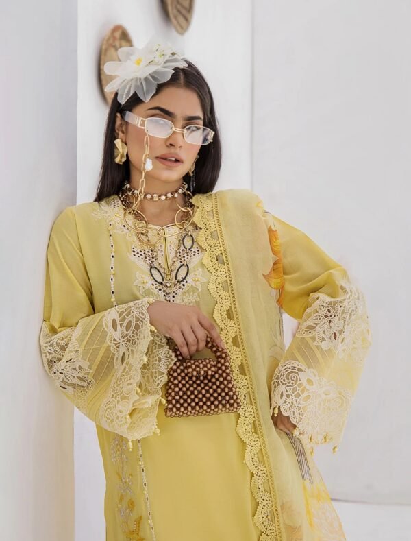ZA Clothes Azure Embroidered Lawn Ready to Wear Golden Yolk 02 – IBAAS - Image 2