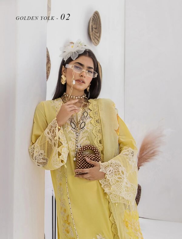 ZA Clothes Azure Embroidered Lawn Ready to Wear Golden Yolk 02 – IBAAS - Image 3
