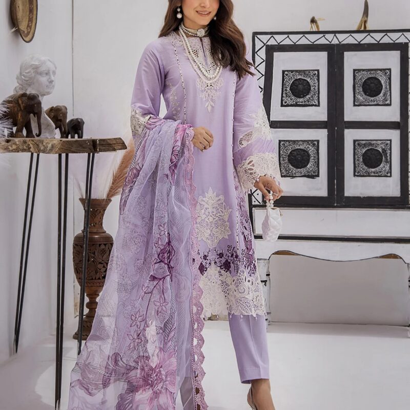 ZA Clothes Azure Embroidered Lawn Ready to Wear Vintage Violet 03 – IBAAS
