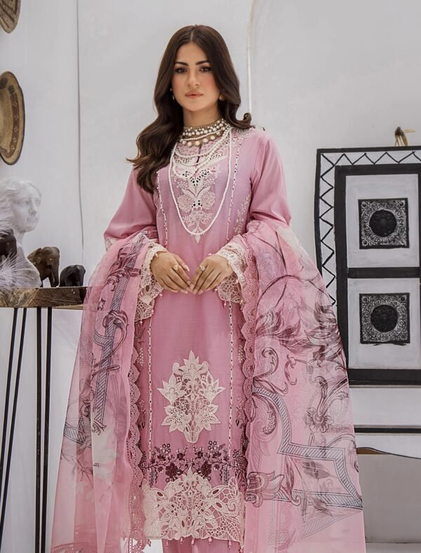 ZA Clothes Azure Embroidered Lawn Ready to Wear Pink Petal 04 – IBAAS