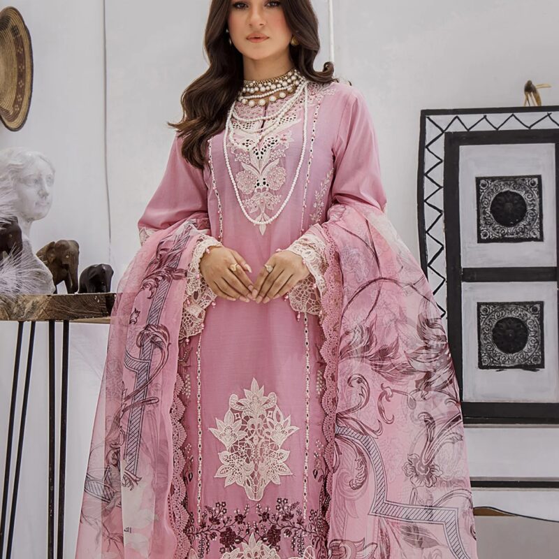 ZA Clothes Azure Embroidered Lawn Ready to Wear Pink Petal 04 – IBAAS