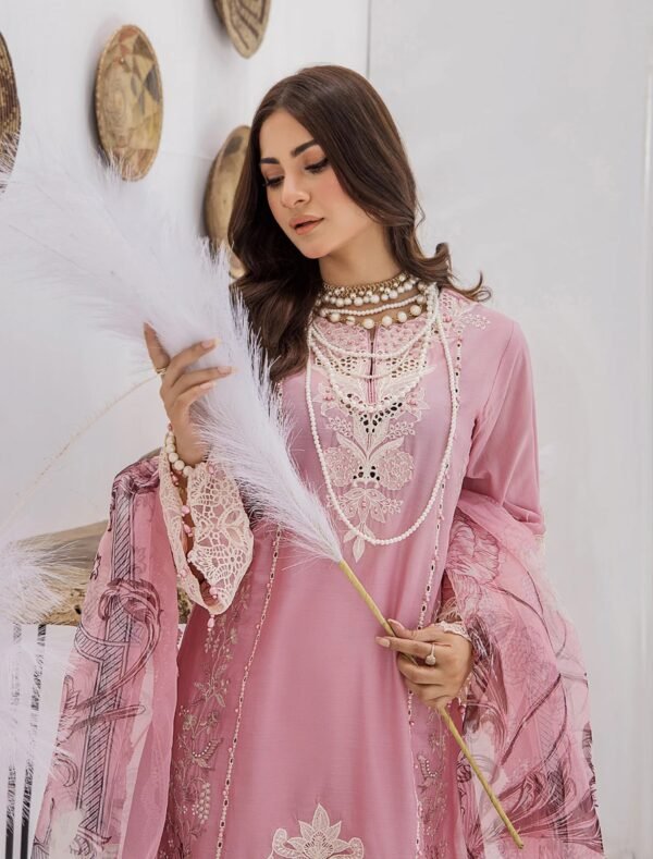 ZA Clothes Azure Embroidered Lawn Ready to Wear Pink Petal 04 – IBAAS - Image 3