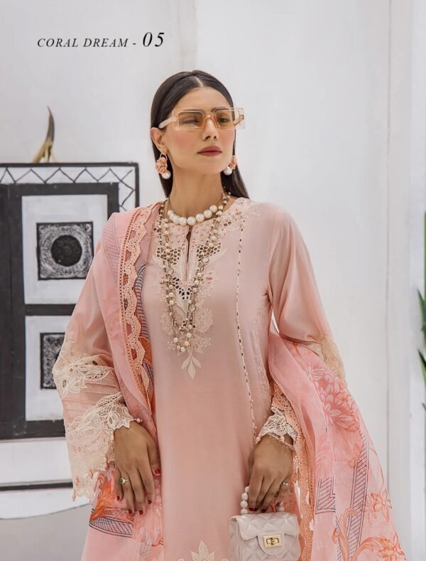 ZA Clothes Azure Embroidered Lawn Ready to Wear Coral Dream 05 – IBAAS - Image 3