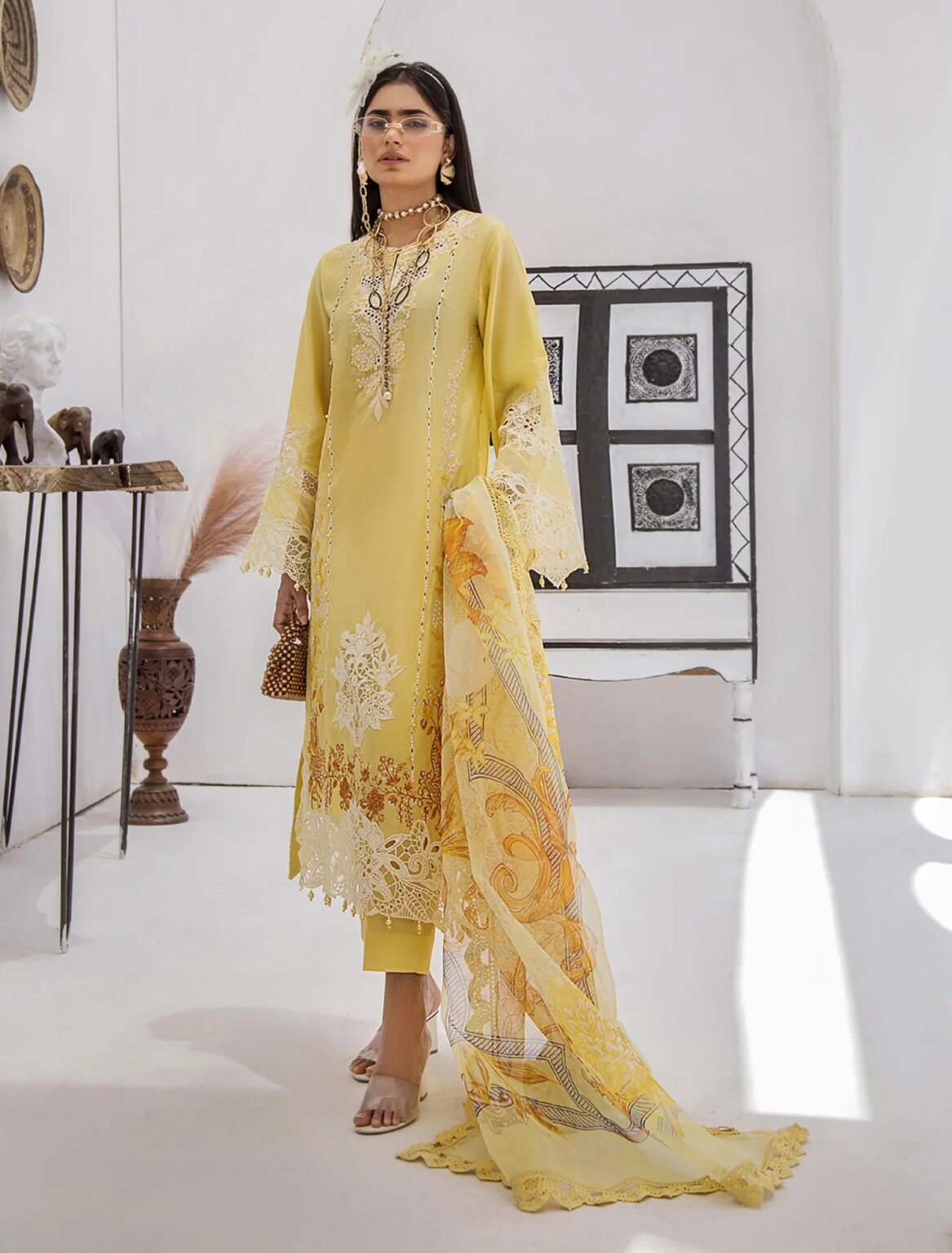 ZA Clothes Azure Embroidered Lawn Ready to Wear Golden Yolk 02 – IBAAS