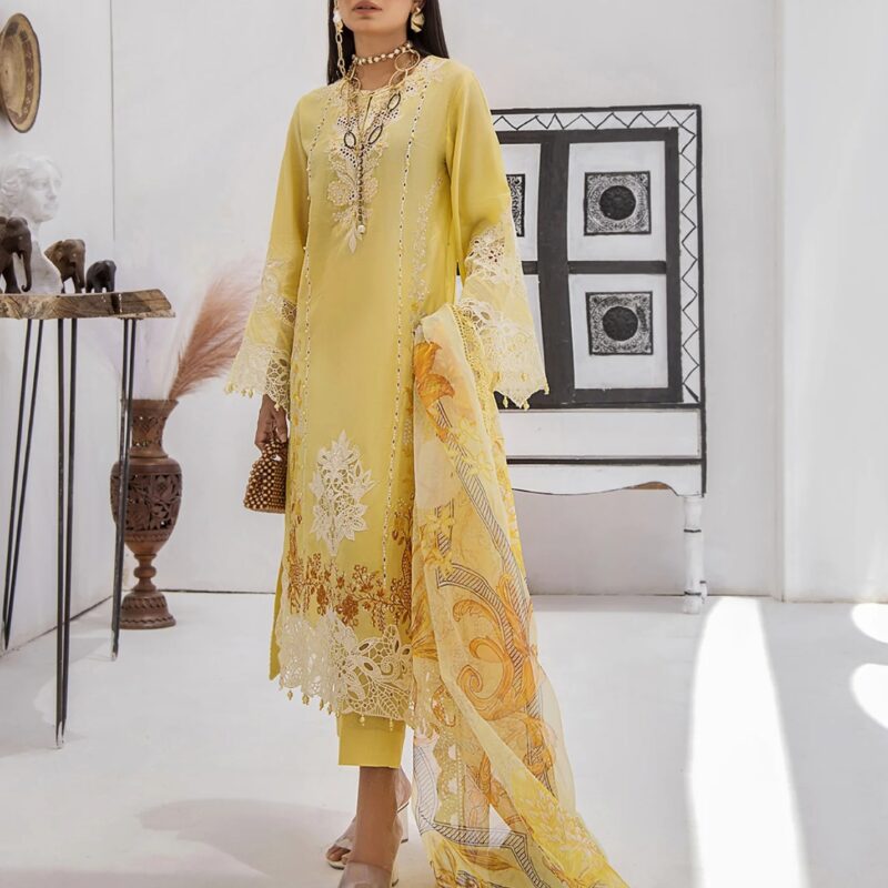 ZA Clothes Azure Embroidered Lawn Ready to Wear Golden Yolk 02 – IBAAS