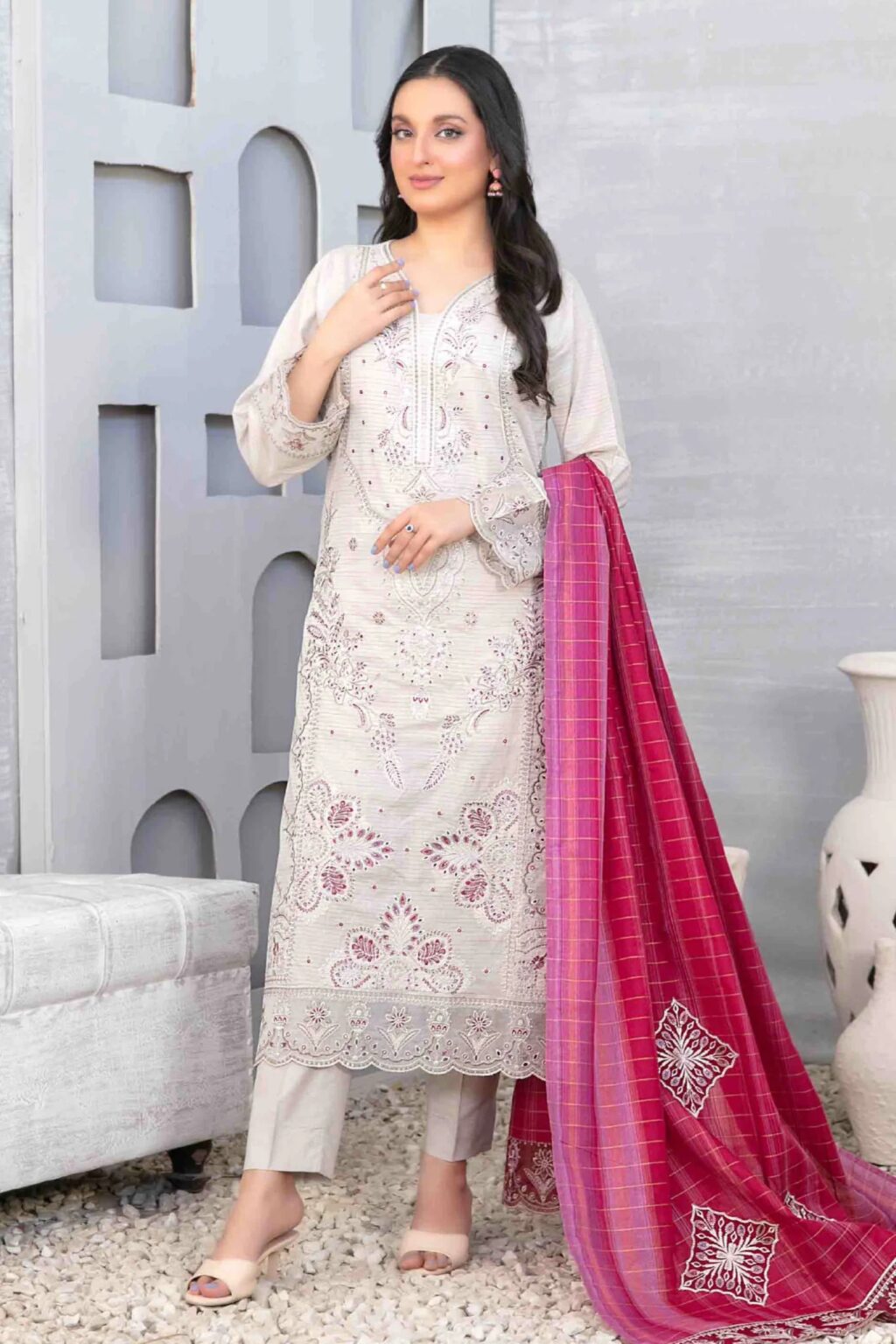 Mabel By Tawakkal Unstitched 3 Piece Emb Fancy Lawn Collection-D-1021 – Shomi Official