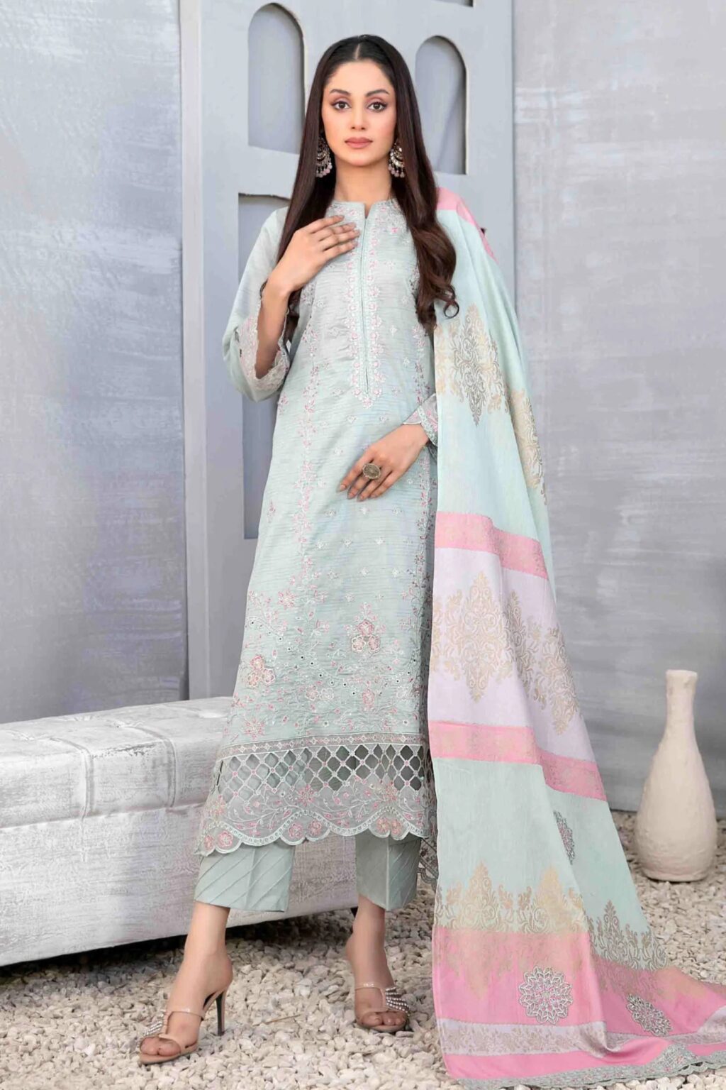 Mabel By Tawakkal Unstitched 3 Piece Emb Fancy Lawn Collection-D-1026 – Shomi Official