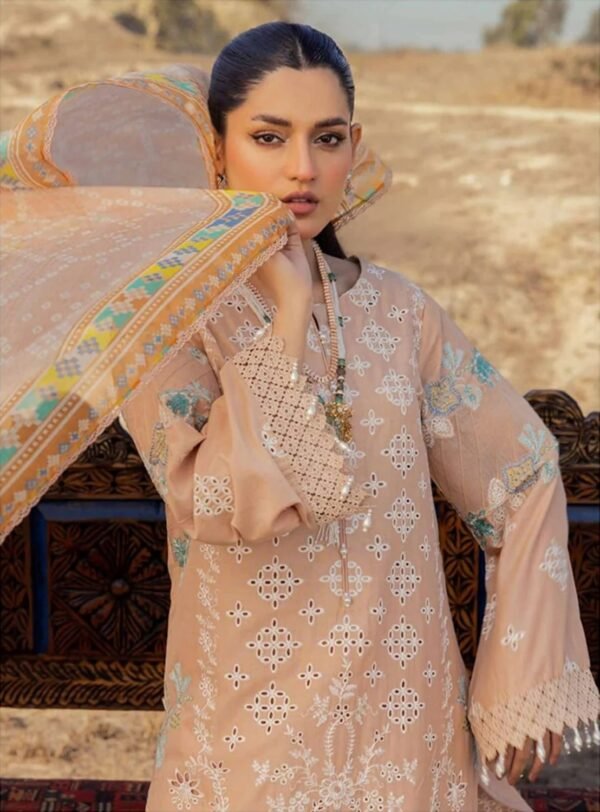 Adan Traditional Attire Unstitched Lawn 2025- Design 03 – IBAAS - Image 3