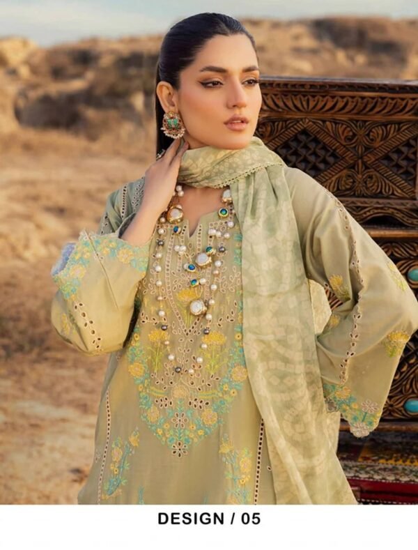 Adan Traditional Attire Unstitched Lawn 2025- Design 05 – IBAAS - Image 2