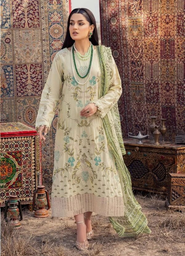 Adan Traditional Attire Unstitched Lawn 2025- Design 07 – IBAAS - Image 2