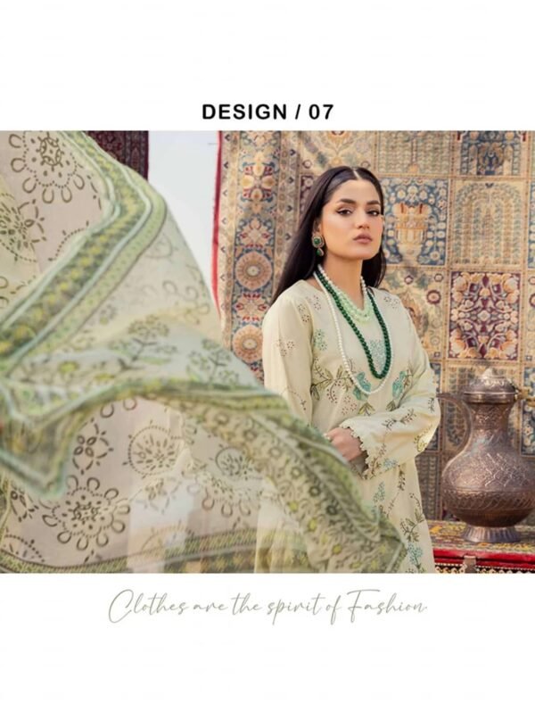 Adan Traditional Attire Unstitched Lawn 2025- Design 07 – IBAAS - Image 4