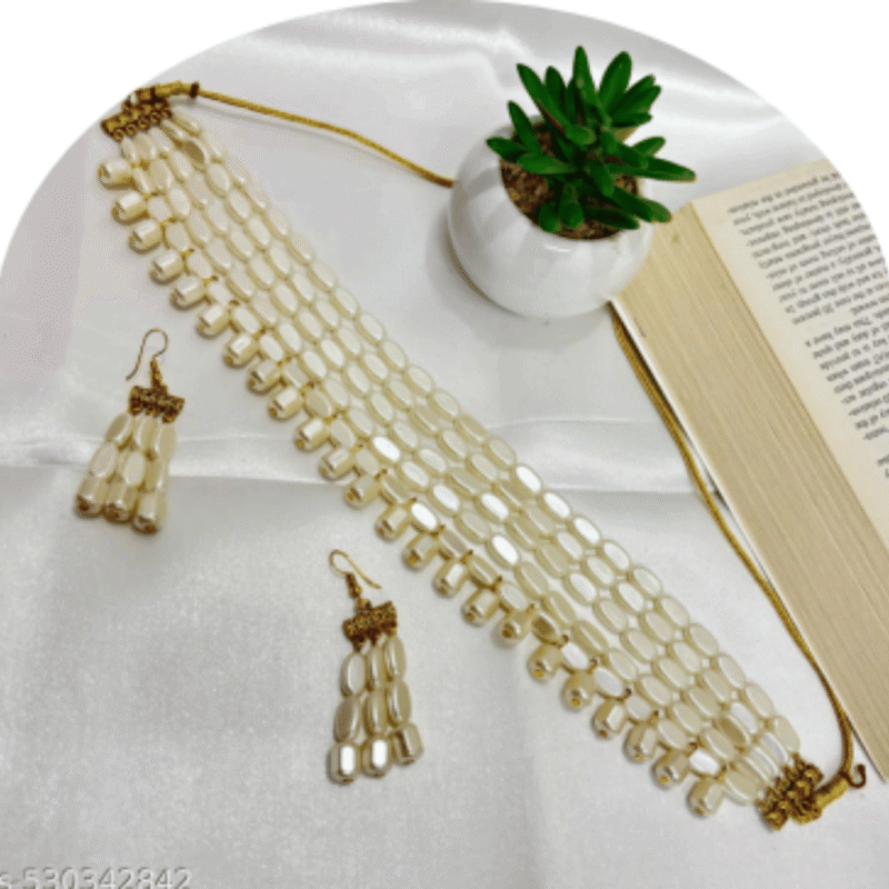 Design-18-B – Ethnic White Pearl Necklace for Women | Wedding Wear Jewellery