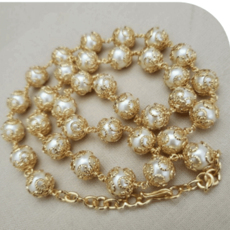 Design-28 – Designer Pearl Necklace for Women | Stylish White Pearl Look