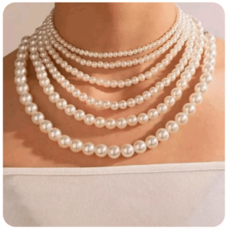 Design-37 – Multi Strand White Pearl Necklace for Women | Elegant Party Wear