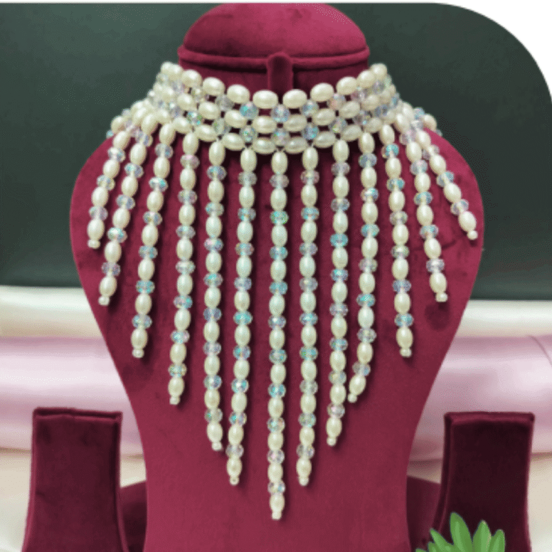 Design-44 – Elegant White Pearl Necklace for Women | Modern Party Wear