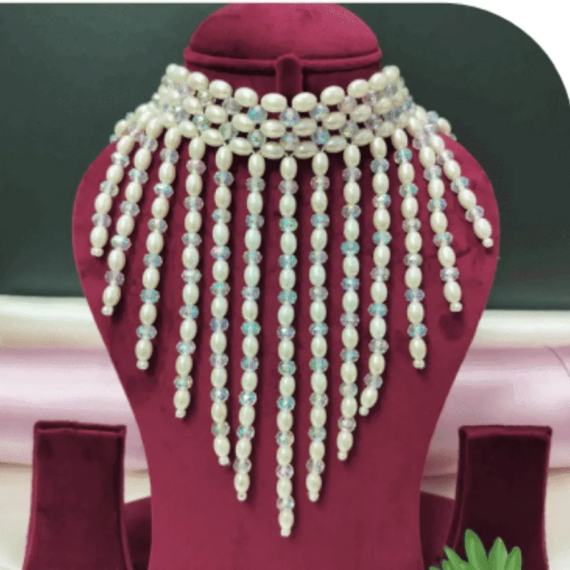 Design-44 – Elegant White Pearl Necklace for Women | Modern Party Wear