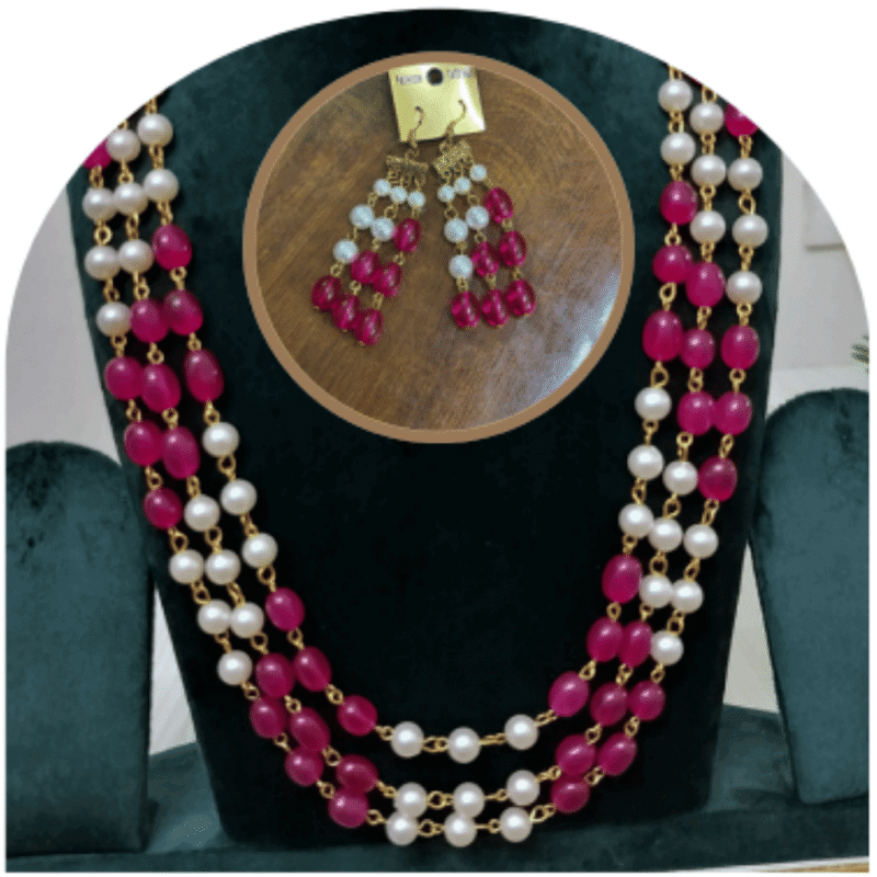 Design-58 – Designer Pearl Necklace for Women | Premium White Pearl Look