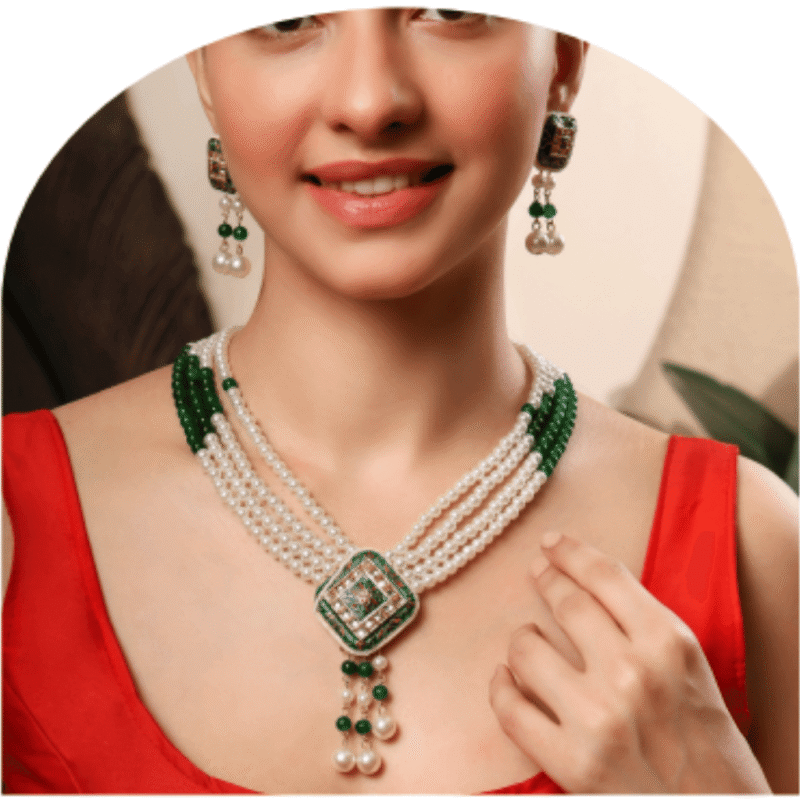 Design-63 – Multi Layer White Pearl Necklace for Women | Traditional Look