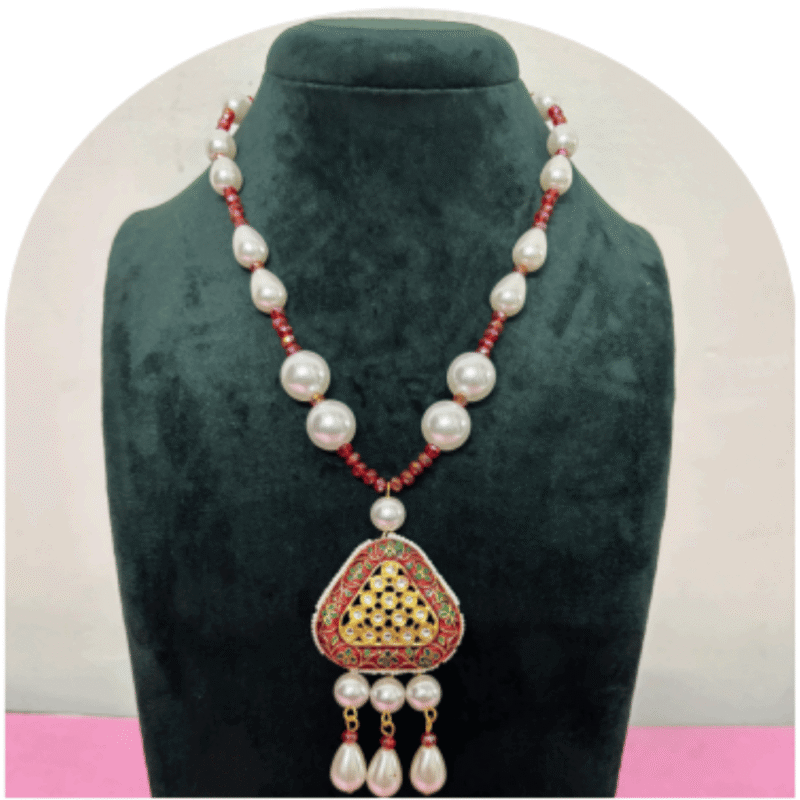 Design-76 – Designer Pearl Necklace for Women | Stylish White Pearl Look