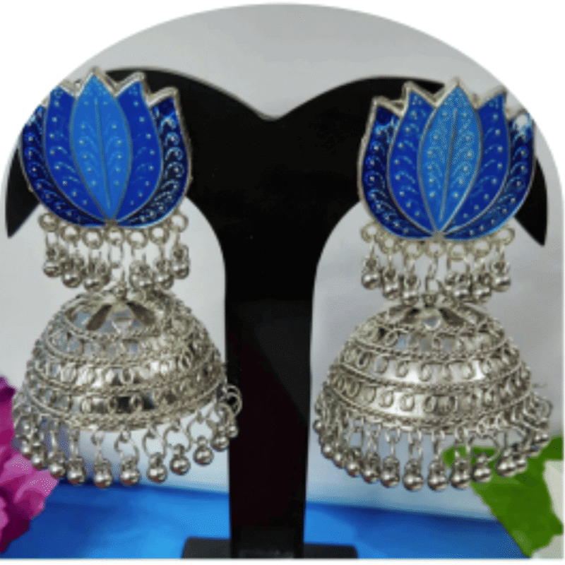 Oxidized Silver Jhumka Style Earrings for Women – Design OE-3a