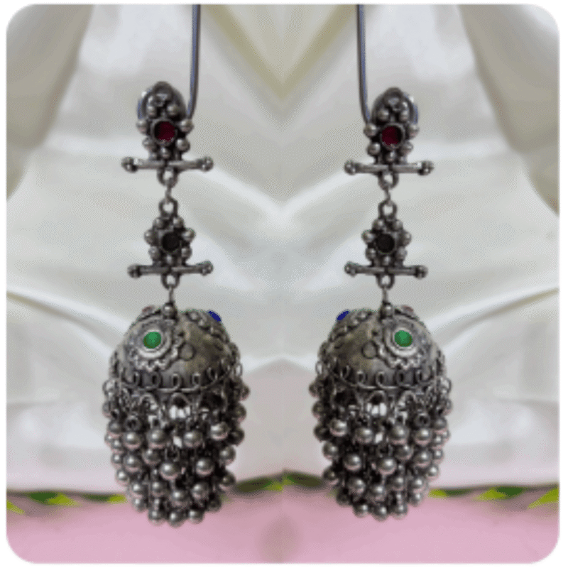 Oxidized Silver Statement Earrings for Women – Design OE-7